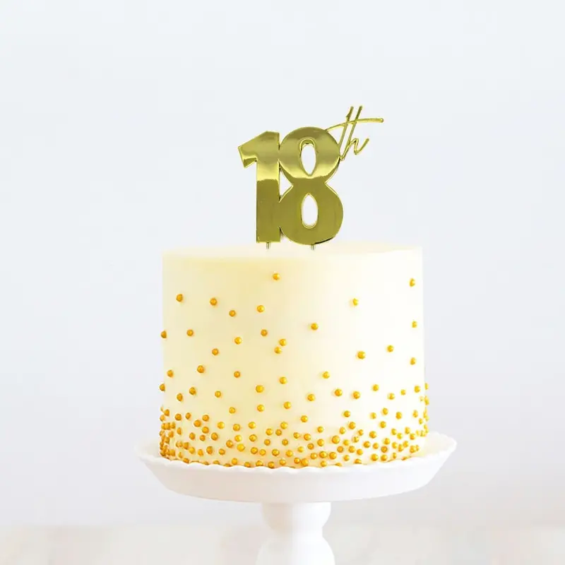 18Th Birthday Gold Metal Cake Topper – Celebratory Dessert Decoration 1
