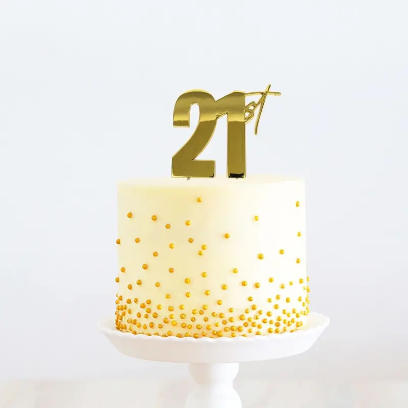 21St Birthday Cake Topper – Luxe Gold Candle Decoration 1
