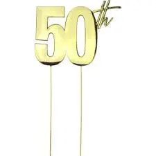 50Th Birthday Gold Metal Cake Topper – Elegant Anniversary Accent 1
