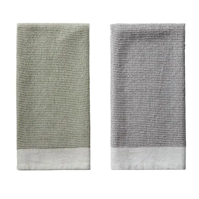 Academy Edwin Cotton Tea Towel Set – 2-Pack, Green (50 × 70 Cm, 2 Cm Thick) 1