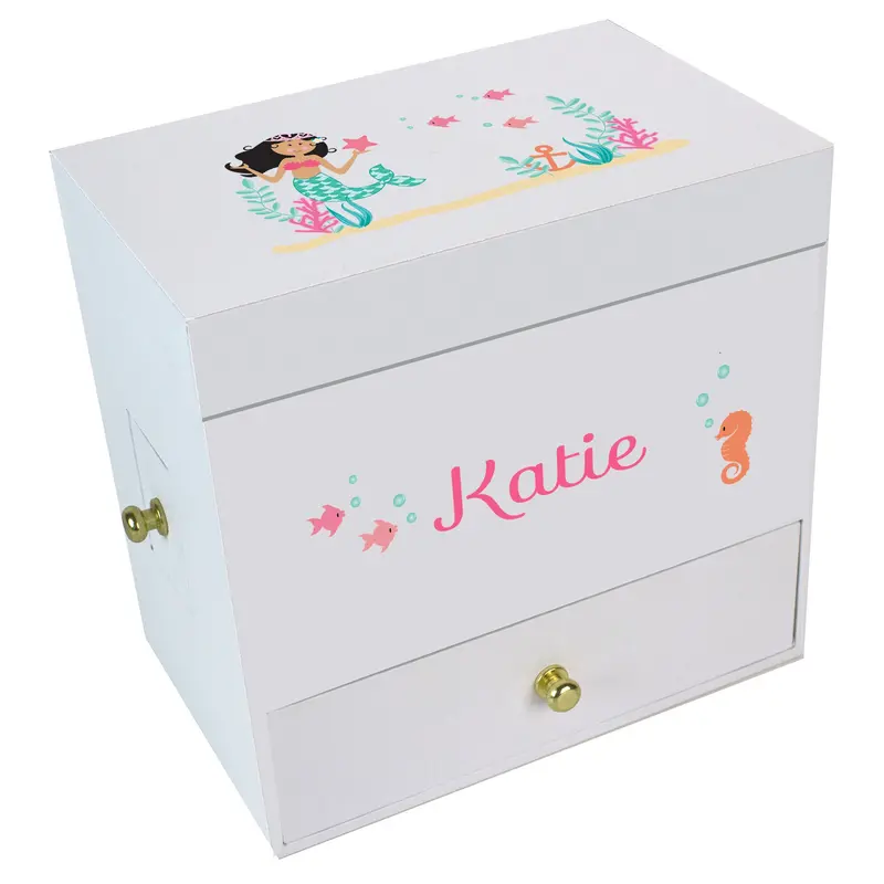 African American Mermaid Deluxe Musical Ballerina Jewelry Box 1
