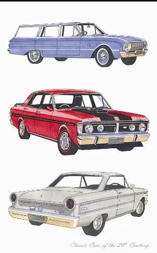 Allgifts Australia Absorbent Tea Towel – Classic Ford Falcon Automotive Print 1