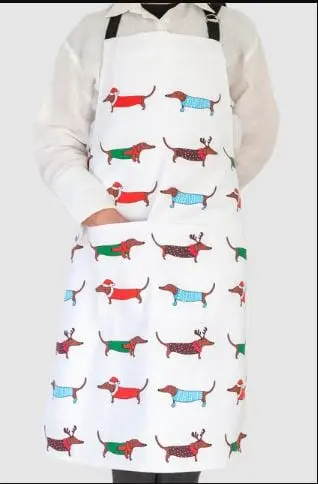 Allgifts Australia Durable Drill Cotton Apron – Festive Xmas Dogs Theme 1