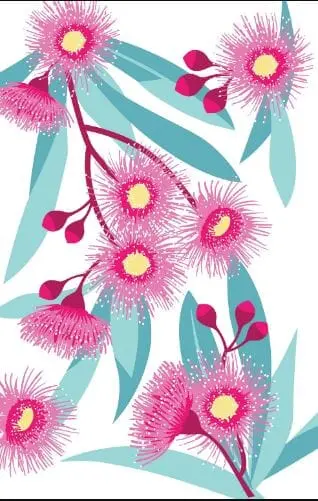 Allgifts Australia Eco-Friendly Tea Towel – Flowering Gum Native Flora Design 1