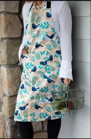 Allgifts Australia Heavy-Duty Drill Cotton Apron – Blue Wren Print 1