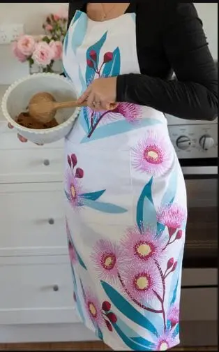 Allgifts Australia Heavyweight Apron – Flowering Gum Native Botanical Design 1