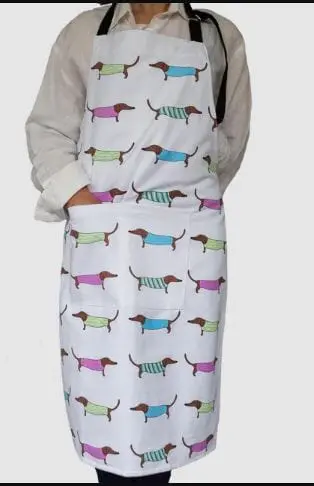 Allgifts Australia Premium Drill Fabric Apron – Sausage Dogs Illustration 1