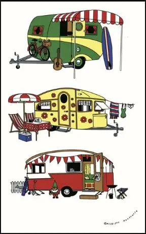 Allgifts Australia Retro Caravan Printed Tea Towel 1