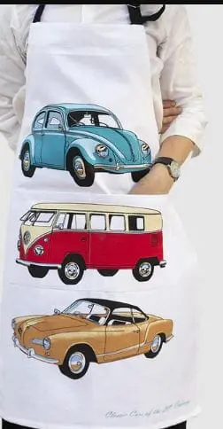 Allgifts Australia Sturdy Drill Cotton Apron – Classic Vw Cars Motif 1
