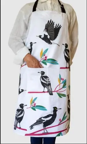 Allgifts Australia Thick Drill Apron – Australian Magpies Artwork 1