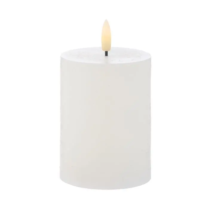 Amalfi Hughe Led Flickering Pillar Candle – Rustic White (7.5Cm Diameter × 10Cm Height) 1