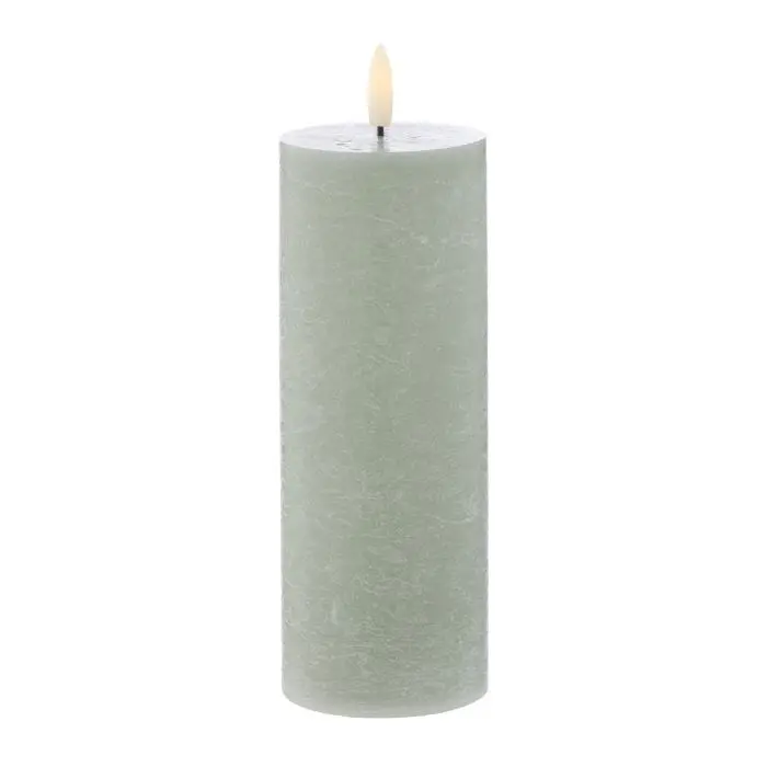 Amalfi Hughe Rustic Green Led Pillar Candle – Medium Height With Lifelike Flicker (7.5 × 7.5 × 20 Cm) 1