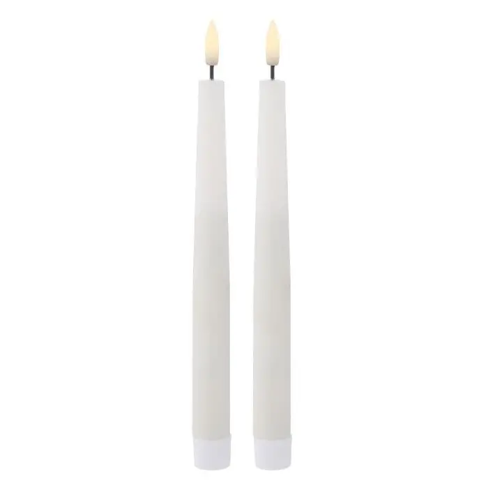 Amalfi Hughe Rustic White Led Taper Candles – Flickering Flame Duo (2 × 2 × 24 Cm) 1