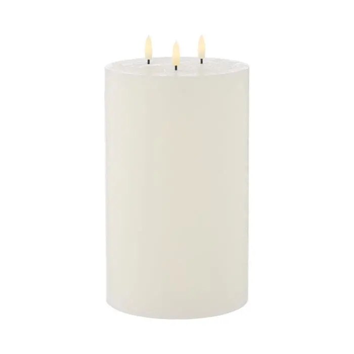 Amalfi Hughe Rustic White Triple-Wick Led Pillar Candle – Elegant 25 Cm Statement Piece (15 × 15 × 25 Cm) 1