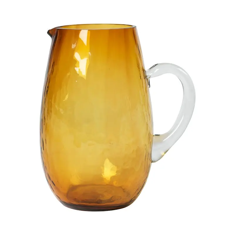 Amber Hammered Mouth-Blown Glass Jug – 22Cm Height 1