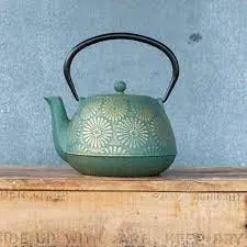 Avanti Daisy Cast Iron Teapot – 1.2L With Lid & Infuser (Teal/Gold) 1