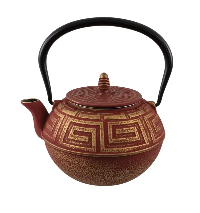 Avanti Majestic Cast Iron Teapot – 1.2 Litre, Red & Gold Finish 1