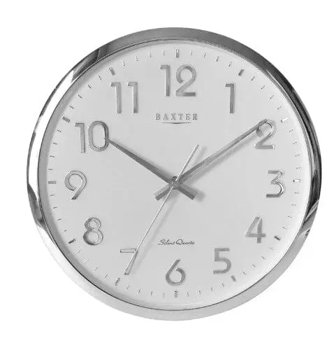 Baxter Darcy Arabic Numeral Wall Clock – 32Cm, Silver Finish 1