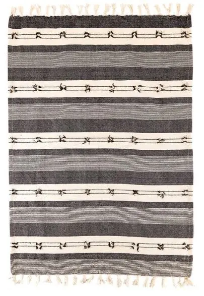 Black And Natural Cotton Tea Towel – Minimalist Kitchen Linen 1