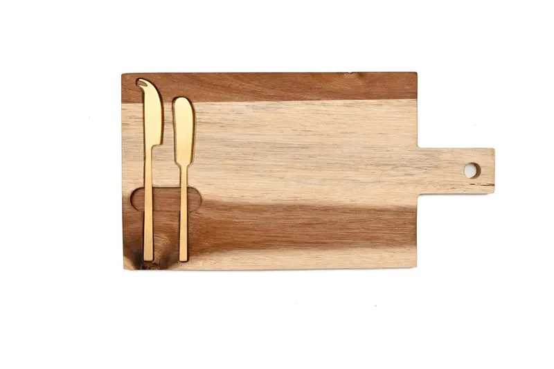 Cerve Acacia Wooden Cheese Board & Paddle Set – 38 X 20 Cm, 3-Piece 1