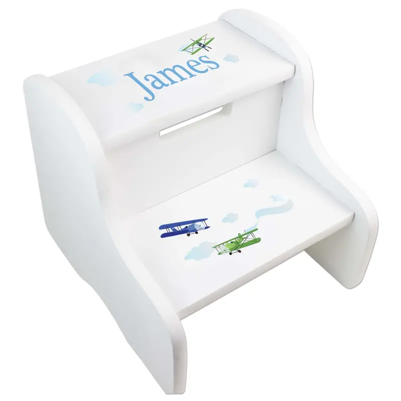 Custom Airplane Two-Step White Stool – Lightweight Kids' Step 1