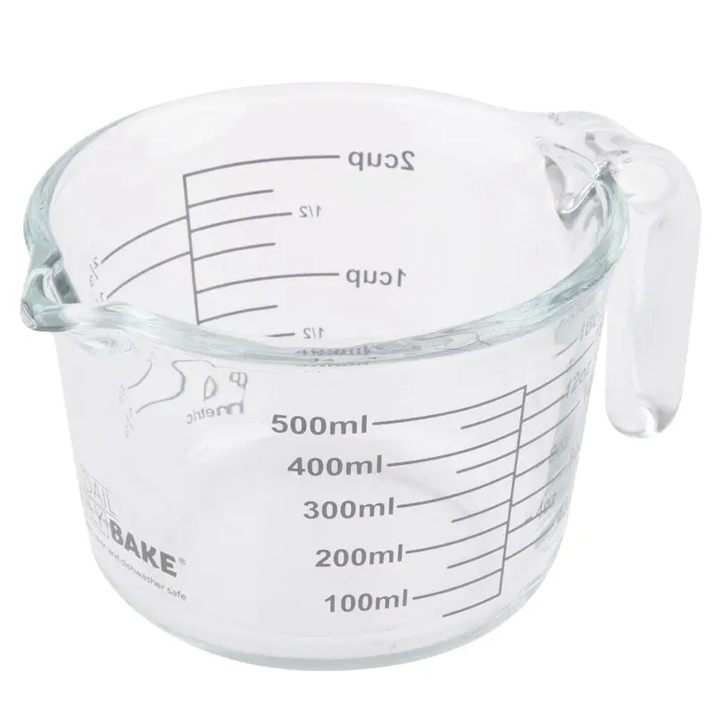 Daily Bake Borosilicate Glass Measuring Jug – 2-Cup (500Ml) Heat-Resistant & Spout-Poured 1