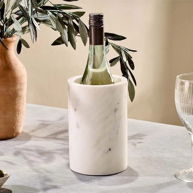 Duru Marble Effect Wine Cooler – Sleek 18 Cm Tall Insulated Chiller In White 1