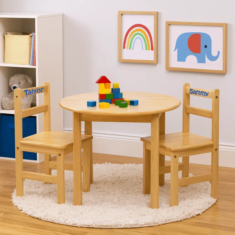 Eco-Friendly Wooden Table And Chair Set For Kids – Natural Finish 1