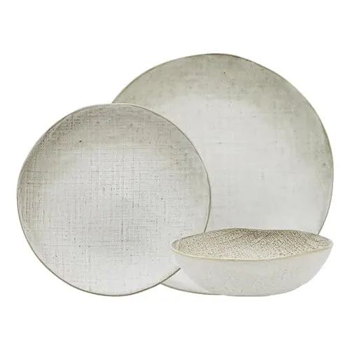 Ecology Linen 12-Piece Dinnerware Set – Birch-Inspired Ceramic Tableware 1