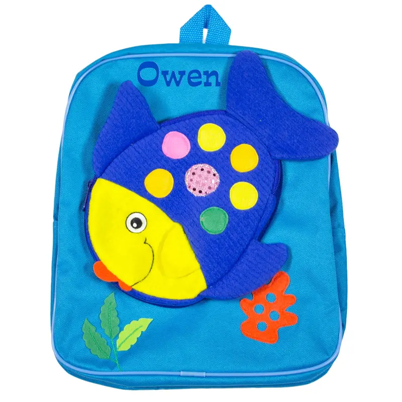 Fish-Themed Embroidered Backpack For Kids 1