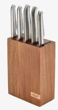 Furi Pro 7-Piece Knife Block Set – Acacia Wood Base & Stainless Blades 1