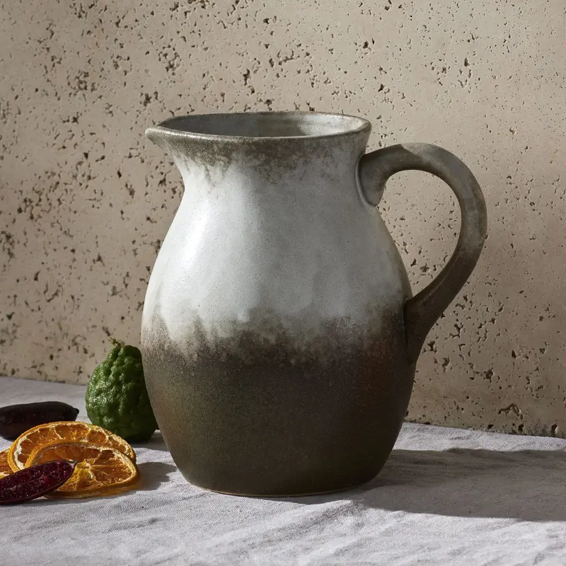 Grand Designs Dusk 1.5L Stoneware Pitcher – Cream & Brown Finish 1