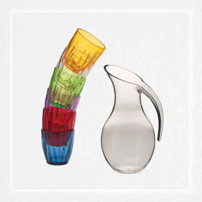 Guzzini Summer Drinkware Set: Glass Jug + 6 Matching Tumblers 1