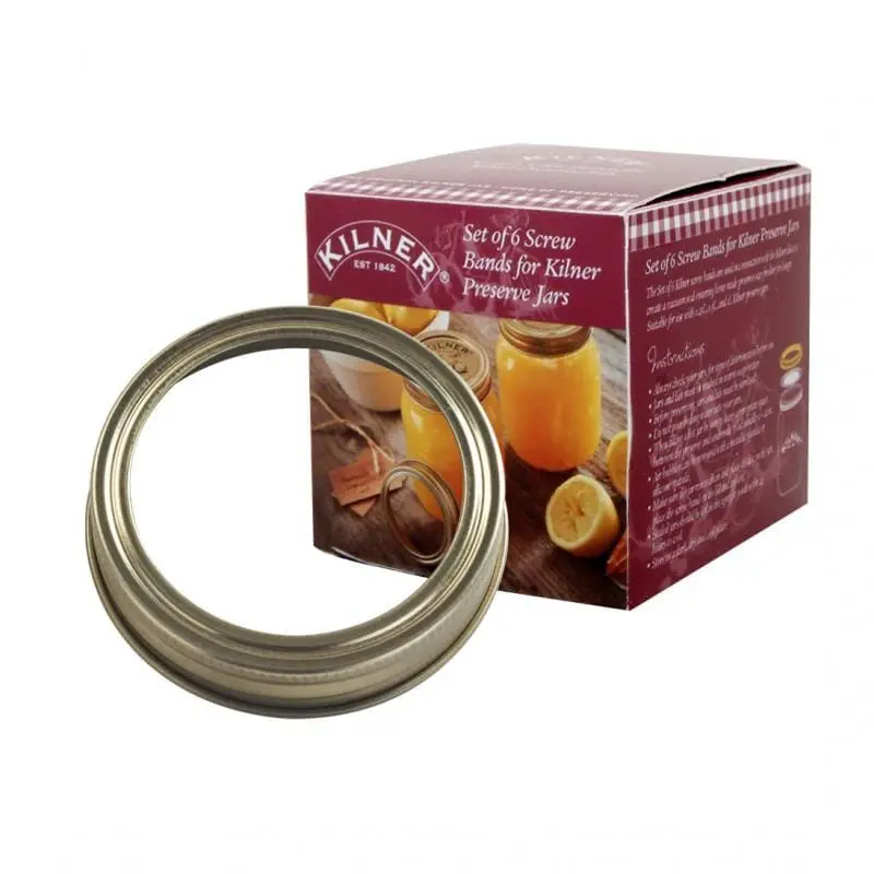 Kilner Preserve Lid Bands – Pack Of 6 Replacement Screw Bands 1