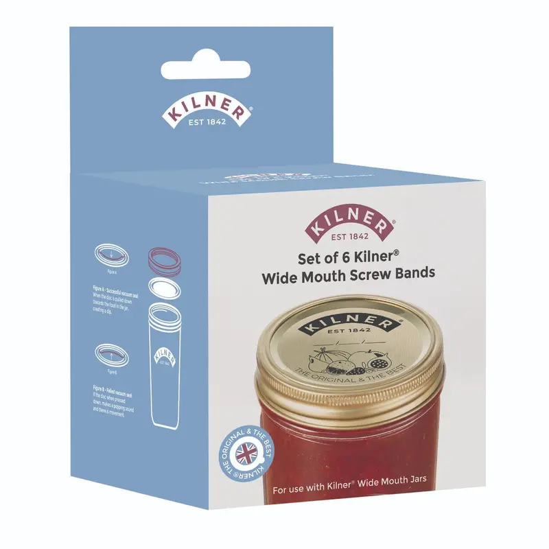 Kilner Wide-Mouth Jar Screw Bands – Pack Of 6 Replacement Lids 1
