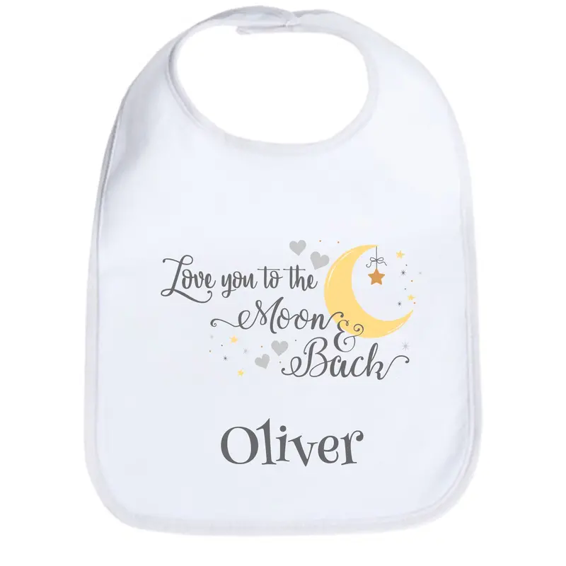 'Love You To The Moon And Back' Personalized Baby Bib 1