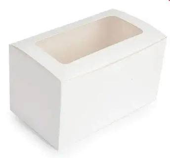Mondo 2-Cup White Cupcake Box – Compact 4" X 7" Packaging 1
