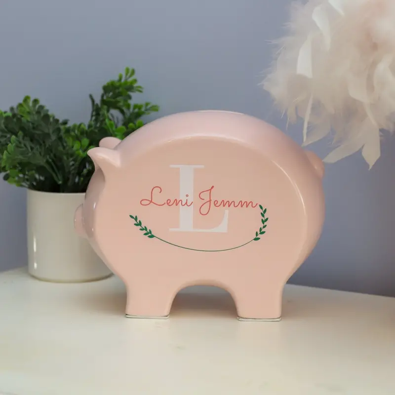 Pink Personalized Piggy Bank For Toddlers 1