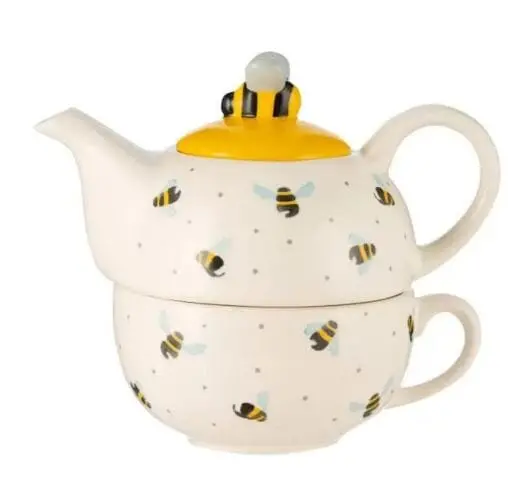 Price & Kensington Sweet Bee Tea-For-One Set – Ceramic Infuser Mug With Honeycomb Design 1