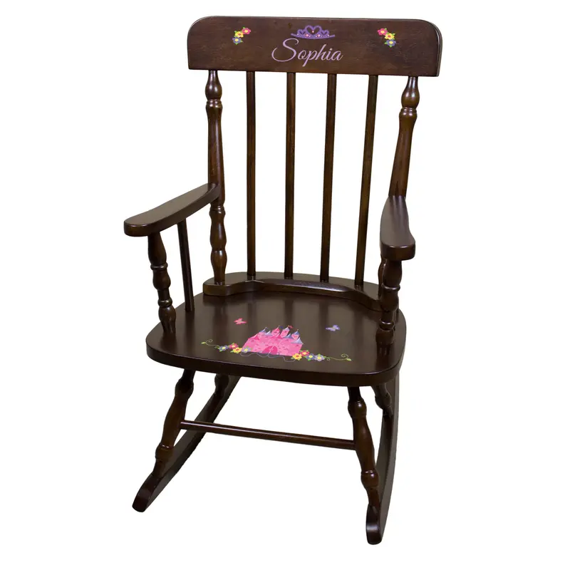 Princess Castle Espresso Spindle Rocking Chair For Toddlers 1