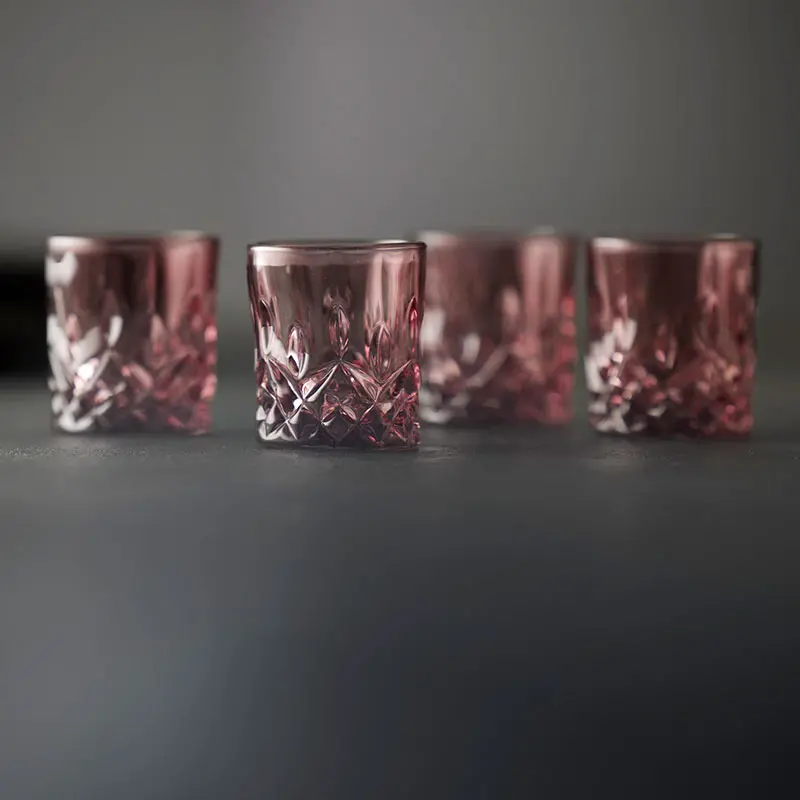 Sorrento Shot Glass Set – Four 40 Ml Pink-Tinted Mini Glasses 1