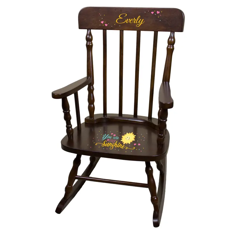 'You Are My Sunshine' Espresso Spindle Rocking Chair 1