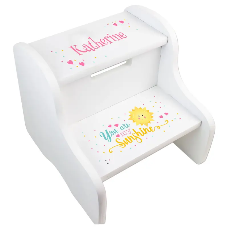 'You Are My Sunshine' White Two-Step Learning Stool 1